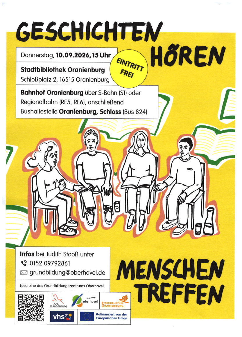 Geschichten Hören - Lesung in einfacher Sprache - Donnerstag, 10.09.2026 - Stadtbibliothek Oranienburg